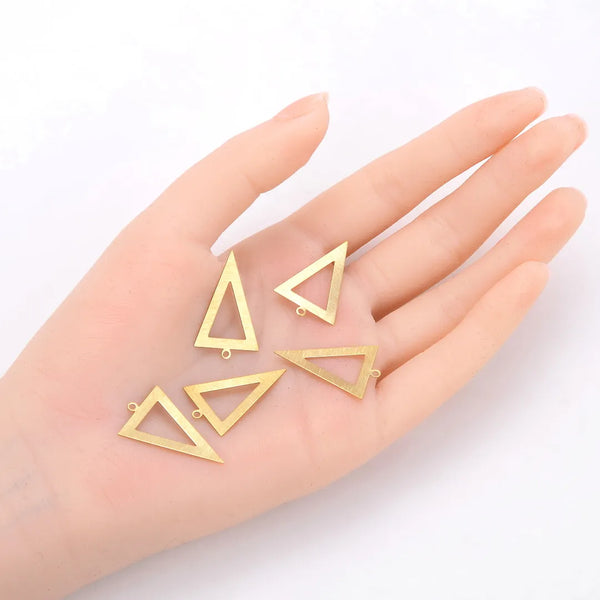 20pcs Brushed Raw Brass Large Hollow Triangle Pendant Drop, 26mm, Unplated/Uncoated, CF-A8