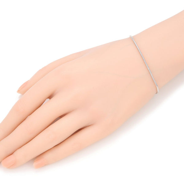 1pc 925 Sterling Silver 1.5mm Smooth Round Snake Chain Bracelet, Tarnish Resistant White Gold Plated, Length Selections: 7 inch/7.5 inch/8 inch