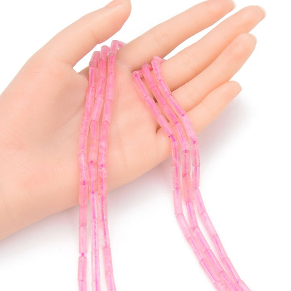Natural Pink Rose Quartz Gemstone Cylinder Tube Beads, 13x4mm, Hole ID 1mm, 14.5 Inch/1 Strand, GH-H1