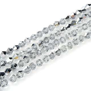 250pcs Creative Club Faceted Bicone Crystal Glass Beads, Silver Shade, 6mm (0.24 Inch), Hole ID 1mm, CCB632