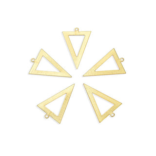 10pcs 26mm Hollow Triangle Drop Pendants, Tarnish Resistant, 18K Yellow Gold Plated Brushed Brass, BF-A8