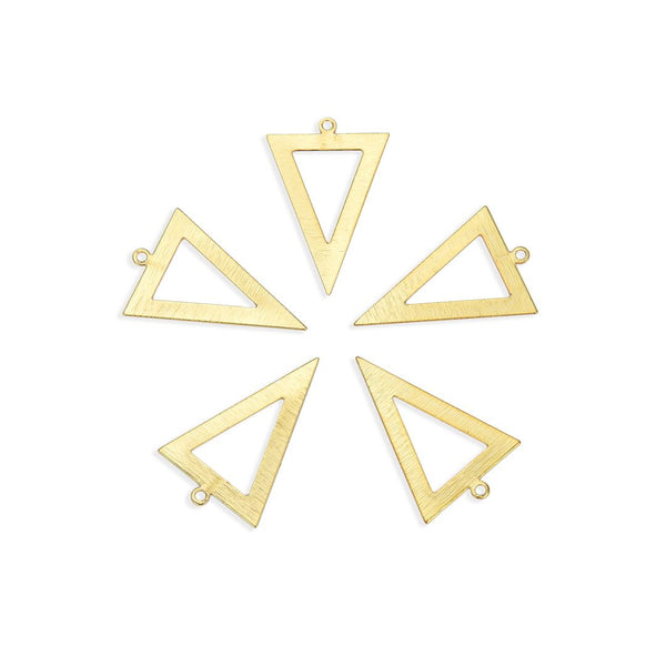 10pcs 26mm Hollow Triangle Drop Pendants, Tarnish Resistant, 18K Yellow Gold Plated Brushed Brass, BF-A8