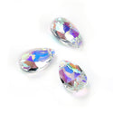 20pcs Creative Club Faceted Crystal Glass Pear Chandelier Pendant Drops, April Clear AB Birthstone, 22x13mm Large, Hole ID 1mm, CCE-2