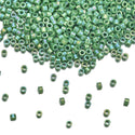 7.5g Miyuki Delica 11/0 Seed Beads, Opaque Rainbow Green DB163