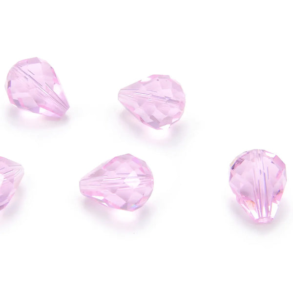 24pcs Adabele Austrian Faceted Teardrop Crystal Beads #5500, Rosaline Pink, 10mm x 8mm, Hole ID 1.1mm, SST-1003