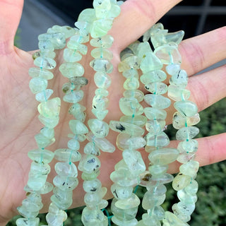 Natural Green Prehnite Crystal Gemstone Flat Coin Chip Beads, Irregular, 7mm-10mm, Hole ID 1mm, 15 Inch/1 Strand, GZ7-7