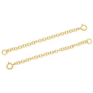 2pcs Sterling Silver Chain Extender with Clasp, 18K Yellow Gold Plated Round Link Chain Extension, Length Selections: 2 inch/3 inch/4 inch/5 inch/6 inch