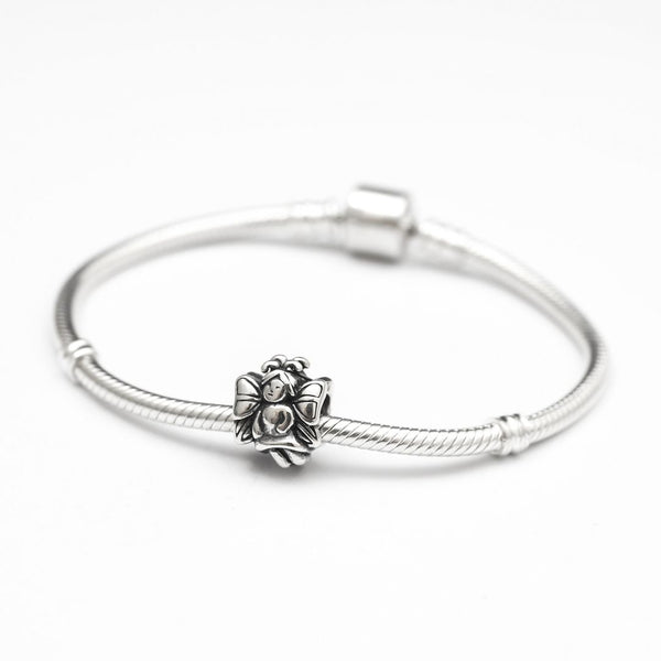 1pc Solid 925 Sterling Silver Religion Winged Angel Bead Charm, Compatible with Pandora All Other Charm Bracelet, EC483