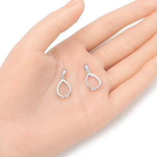 2pcs 925 Sterling Silver Open Back Teardrop Bezel Blank Setting, Inner Bracket Diameter Selections: 8x6mm, 10x8mm, 14x10mm, 16x12mm