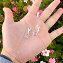 2pcs Clip On Dangle October Light Rose Pink Birthstone Charm Drops, Tarnish Resistant, Sterling Silver Plated Lobster Clasp, BL7-10