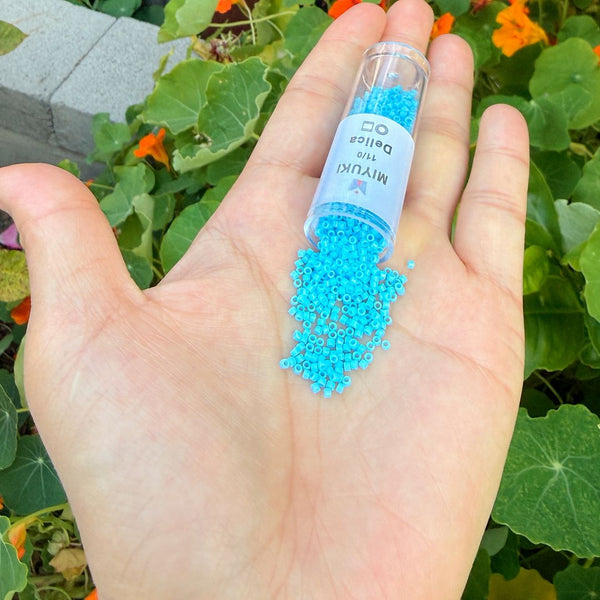 30g Miyuki Delica 11/0 Seed Beads, Opaque Turquoise Blue DB725