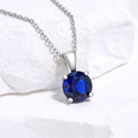 925 Sterling Silver September Birthstone Solitaire Necklace, 8mm/2 Carat Blue Sapphire Cubic Zirconia CZ, Length Selections: 16 inch/18 inch