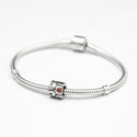 1pc Solid 925 Sterling Silver Siam Bead Charm Cubic Zirconia CZ, Compatible with Pandora All Other Charm Bracelet, EC6