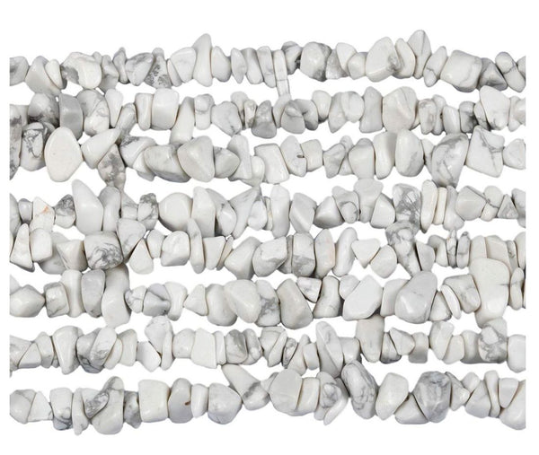 Natural White Howlite Gemstone Chip Beads, Free Form, 5mm-8mm, Hole ID 1mm, 1 Strand/31 Inch, GZ1-6