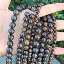 Natural Brown Bronzite Gemstone Round Beads, 1 Strand/15 Inch, Size Selections: 4mm/6mm/8mm/10mm
