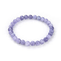 1 Strand Stretch Natural Opague Purple Tanzanite Quartz Beaded Gemstone Bracelet, 6mm Beads, Length Selections: 7 inch/7.5 inch/8 inch