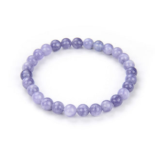 1 Strand Stretch Natural Opague Purple Tanzanite Quartz Beaded Gemstone Bracelet, 6mm Beads, Length Selections: 7 inch/7.5 inch/8 inch
