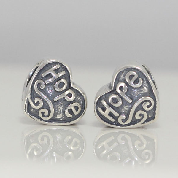 1pc Real 925 Sterling Silver Heart Shaped Hope Religious Bead Charm, Compatible with Pandora All Other Charm Bracelet, EC4-B13