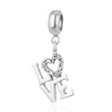 Real 925 Sterling Silver Eternity Love Pink Cubic Zirconia CZ Charm Pendant