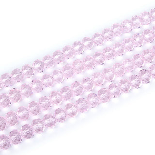 500pcs Creative Club Faceted Rondelle Crystal Glass Beads, Light Rose Pink, 6x4mm, Hole ID 1mm, CCR603