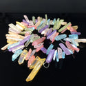 1 Strand Natural Raw Crystal Quartz Gemstone Beads, Small Drilled Stone Points, Chakra Rainbow AB Titanium Coated Stone Stick, 15 Inch, GA6
