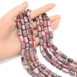 Natural Pink Argentina Rhodonite Gemstone Faceted Tube Beads, 12x7mm, Hole ID 1mm, 15 Inch/1 Strand, GZ8-16