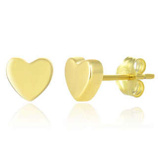 1 Pair 18K Yellow Gold Plated 925 Sterling Silver Stud Earrings, Love Heart Ear Studs, Small Tiny, SSE100-2