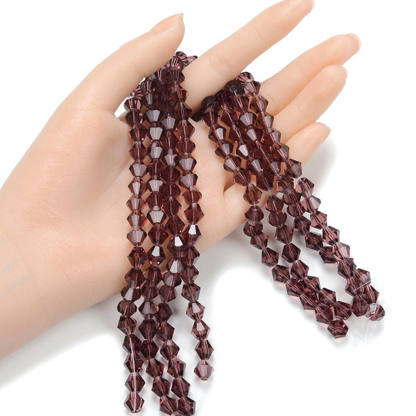 200pcs Creative Club Faceted Bicone Crystal Glass Beads, Burgundy Red, 8mm (0.31 Inch), Hole ID 1.1mm, CCB811