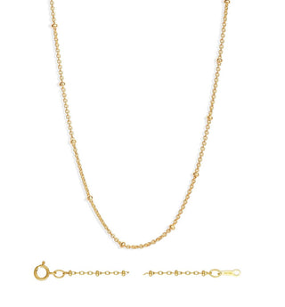 1pc 1/20 14K Gold Filled Satellite Bead Station Cable Link Chain Necklace, Thin Small, 1.9mm Beads, Non Tarnish, Length Selections: 16 inch/18 inch/20 inch
