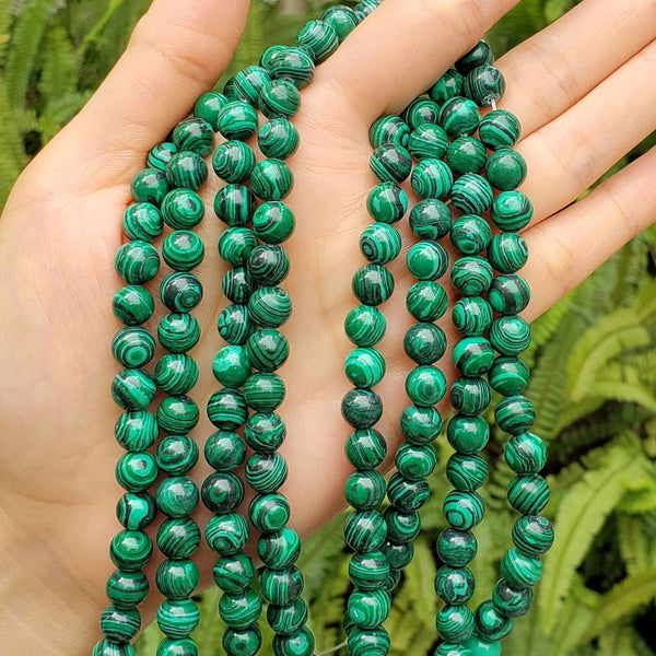 Synthetic Green Malachite Gemstone Round Beads, 1 Strand/15 Inch, Size Selections: 4mm/6mm/8mm/10mm