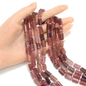 Natural Red Strawberry Quartz Gemstone Faceted Tube Beads, 12x7mm, Hole ID 1mm, 15 Inch/1 Strand, GZ8-10