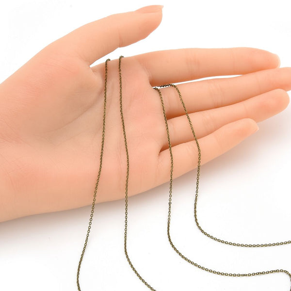 33 Feet Diamond Cut Flat Cable Chain Link, Antique Bronze Plated Copper, Chain Width Selections: 1.3mm/1.5mm/1.8mm/2.5mm