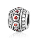 1pc 925 Sterling Silver Round January Birthstone Bead Charm, Siam Red Garnet Cubic Zirconia CZ, 10x8mm, Hole ID 4.5mm, EC1-F1
