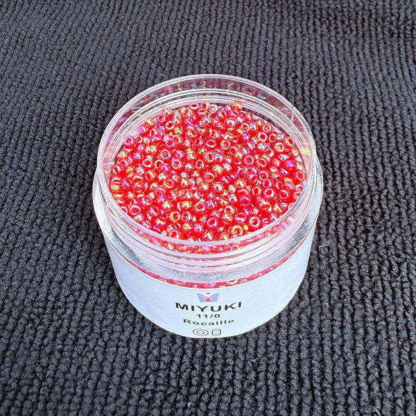 25g Miyuki Rocaille 11/0 Round Seed Beads Translucent Rainbow Ruby RR-298