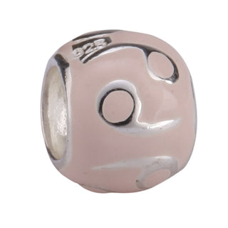 925 Sterling Silver Cancer Zodiac Sign Bead Charm Light Pink Enamel, Compatible with Pandora All...