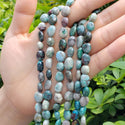 Natural Chrysocolla Turquoise Gemstone Oval Tumbled Pebble Beads, Irregular, 7mm to 10mm, Hole ID 1mm, 15 Inch/1 Strand, GZ12-52