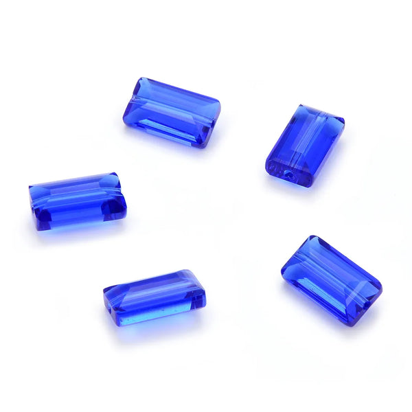 25pcs Adabele Austrian Faceted Rectangle Crystal Beads #5055, Sapphire Blue, 14mm x 8mm, Hole ID 1.2mm, SSRT1413