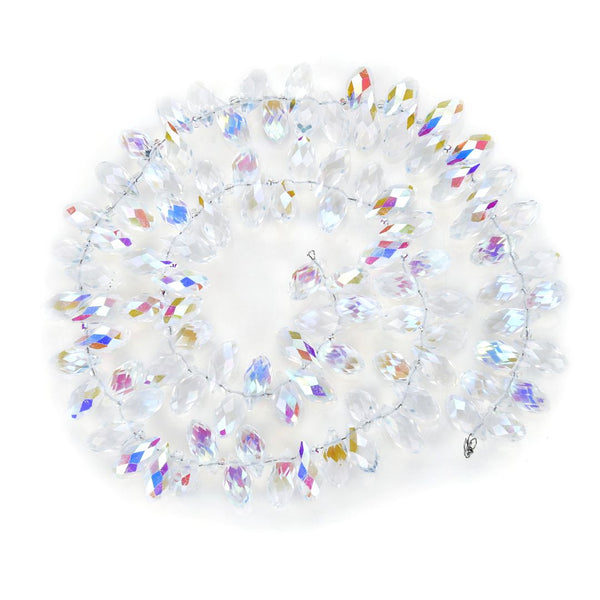 200pcs Creative Club Faceted Teardrop Briolette Crystal Glass Beads, Pendant Drop, Crystal AB, 12x6mm, Hole ID 1mm, CCT2-2