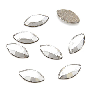 10pcs Genuine Preciosa Maxima Faceted Navette Flat Back Crystal Rhinestone, Foil Back, Crystal Clear, 8x4mm, Prm-N81