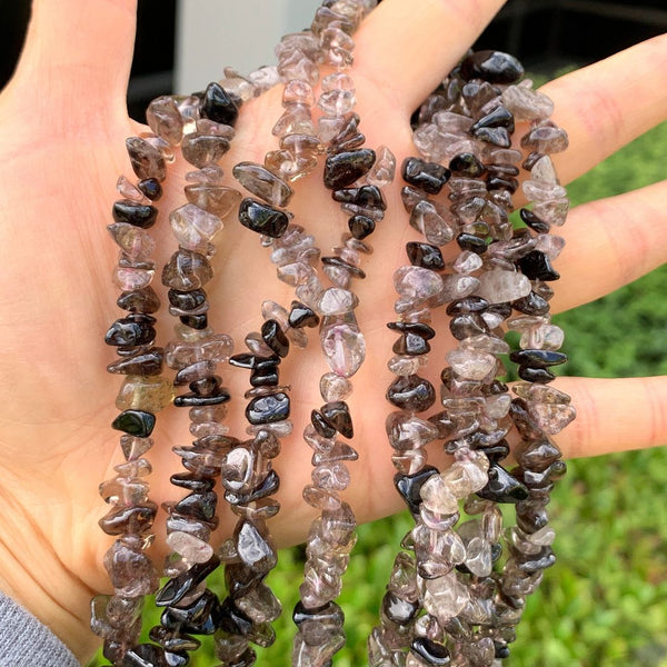 Natural Smoky Quartz Gemstones Chip Beads, Free Form, 5mm-8mm, Hole ID 1mm, 1 Strand/31 Inch, GZ1-18