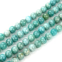 Natural Brazil Blue Amazonite Gemstone Round Beads, 15 Inch/1 Strand, Size Selections: 6mm/8mm/10mm