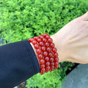 1 Strand Stretch Natural Carnelian Beaded Gemstone Bracelet, 8mm Bead, Length Selections: 7 inch/7.5 inch/8 inch/8.5 inch