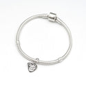 1pc Solid Sterling Silver Letter E Initial Flower Heart Alphabet Name Charm, Compatible with Pandora all Other Charm Bracelets, EC661