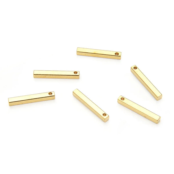 50pcs Raw Brass Vertical Rectangle Bar Pendant Drop, 15mm, Unplated/Uncoated, CX-E9