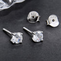1 Pair 925 Sterling Silver April Birthstone Round Cut Stud Earrings, 4mm/0.25 Carat Small Tiny Cubic Zirconia CZ Clear Diamond Stone, SSE78-4