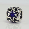 1pc Solid 925 Sterling Silver Sapphire Blue Star Flower Charm Bead, Compatible with Pandora All Other Charm Bracelet, EC 472