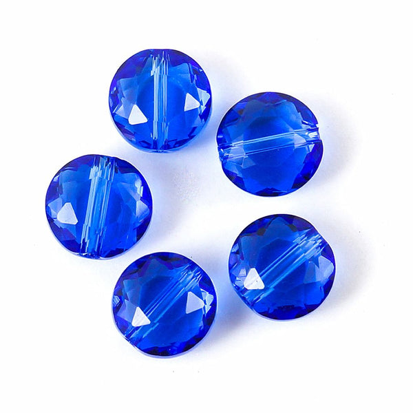 25pcs Adabele Austrian Faceted Flat Round Coin Crystal Beads #5052, Sapphire Blue, 8mm, Hole ID 1mm, SSMR813