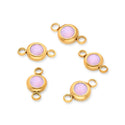 10pcs Grade A October Pink Opal Birthstone Links, 18K Yellow Gold Plated Stainless Steel, Tarnish Resistant, 6mm, CCP35-10
