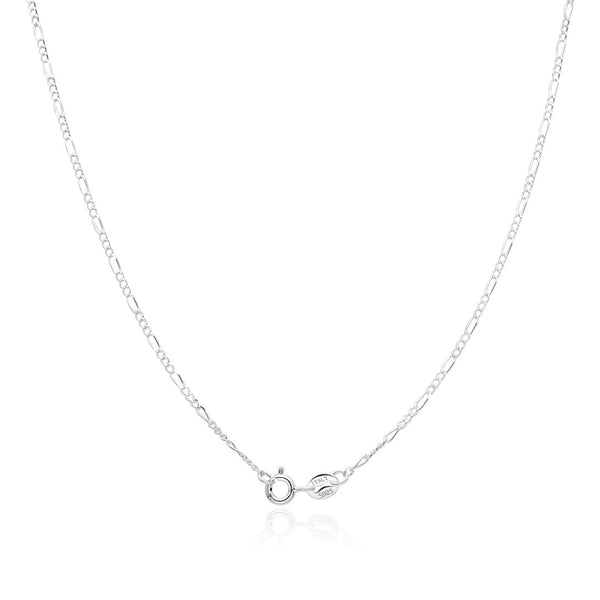 1pc 925 Sterling Silver Figaro Link Chain Necklace, Diamond-Cut, 1.5mm, Length Selections: 18/20/22/24/26 inch