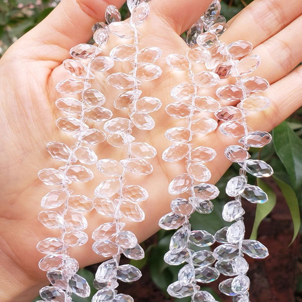 200pcs Creative Club Faceted Teardrop Briolette Crystal Glass Beads, Pendant Drop, Crystal Clear, 12x6mm, Hole ID 1mm, CCT2-1